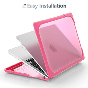 Batianda for New MacBook Pro 13 Case 2022 2020 Release (A2338 M1 M2/A2289/A2251), Heavy Duty Hard Shell with TPU Bumper Cover Kickstand Shockproof Function for MacBook Pro 13-inch Touch Bar, Rose