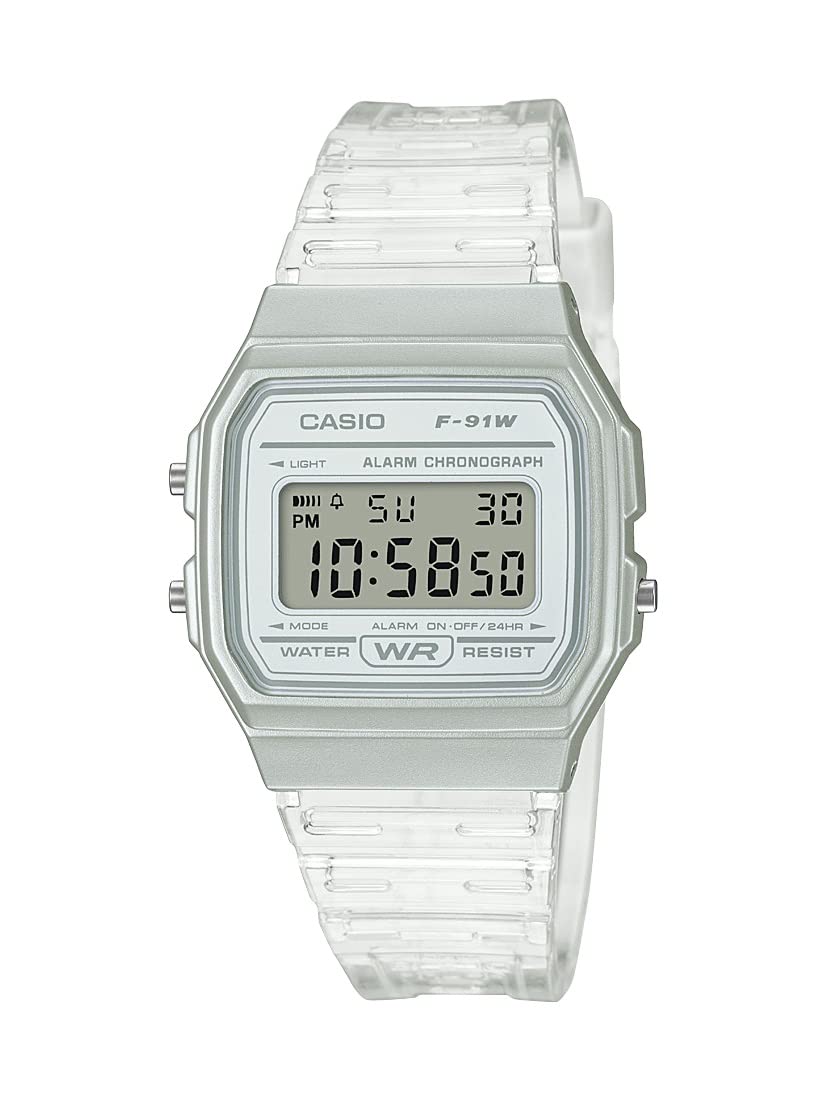 Casio Quartz Watch with Resin Strap, Clear, 20 (Model: F-91WS-7CF)