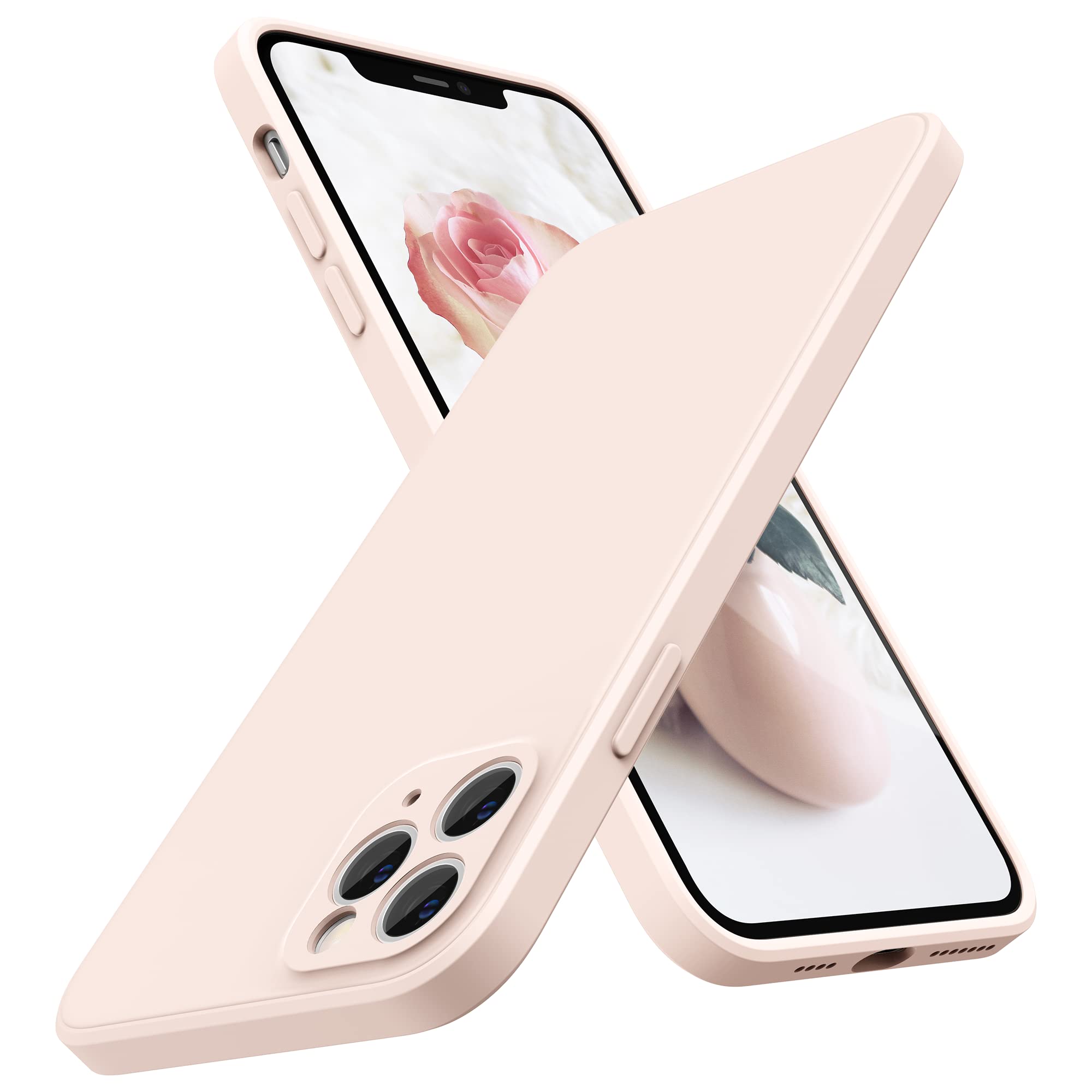 SURPHY Design for iPhone 11 Pro Max Case with Camera Protection, Straight Edge Design Liquid Silicone Slim Case, Light Pink