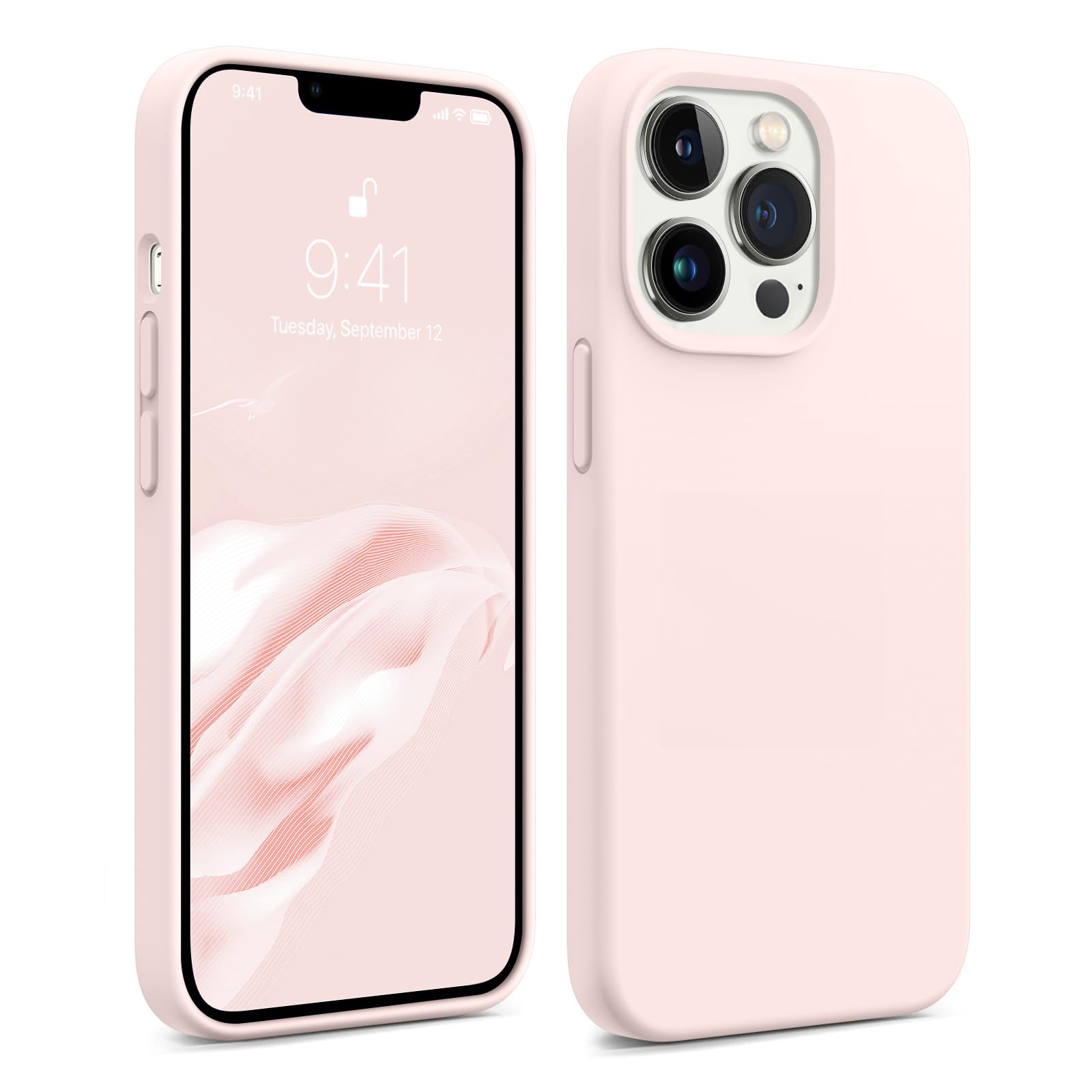 AOTESIER Magnetic for iPhone 13 Pro Max Phone Case, [Compatible with MagSafe][Military Shockproof Protection] Silicone Case with Soft Anti-Scratch Microfiber Lining, 6.7 inch, Chalk Pink