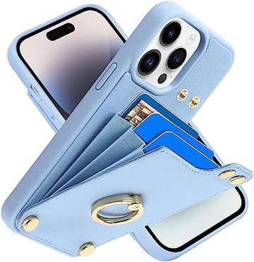 iPhone 14 Pro Wallet Case with Card Holder - PU Leather Kickstand, RFID Blocking