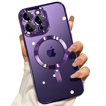 Misscase for iPhone 16 Pro Max MagSafe Case with Camera Lens Protector,Full Protection Clear Magnetic Case Compatible with MagSafe Elegant Anti-Scratch Case Cover for iPhone 16 Pro Max Purple