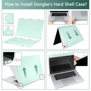 DONGKE for MacBook Pro 13 inch Case 2023 2022 2021 2020 Release Model: A2338 M2/M1 A2289 A2251 with Touch Bar & Touch ID, Frosted Matte Plastic Hard Shell Case & Keyboard Cover, Green