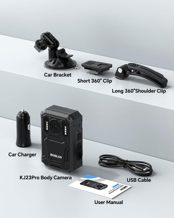 BOBLOV KJ23Pro 2K Body Camera, 128GB Body Cams with Night Vision, 4000mAh Battery for 15 Hours Continuous Recording, IP66 Design, USB-C Design for Law Enforcement, Security, and Outdoor Work