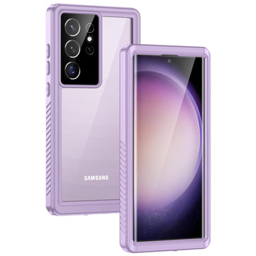 Lanhiem for Samsung Galaxy S23 Ultra Case, IP68 Waterproof Dustproof Case with Built-in Screen Protector, Full Body Protective Phone Cover for Galaxy S23 Ultra 5G 6.8 Inch, Purple