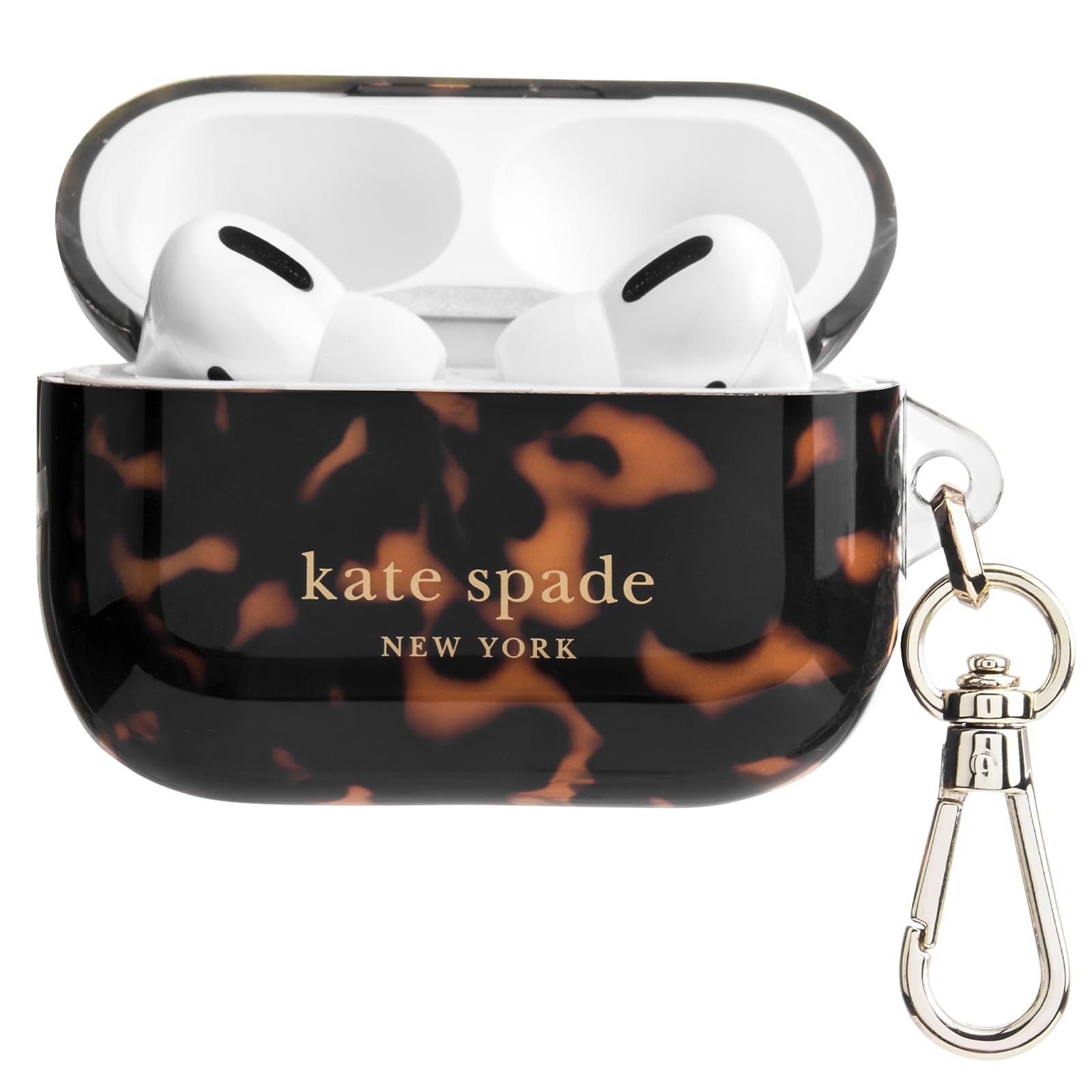 kate spade new york AirPods Pro Protective Case with Keychain Ring - Tortoiseshell, Compatible with AirPods Pro 2nd / 1st Generation