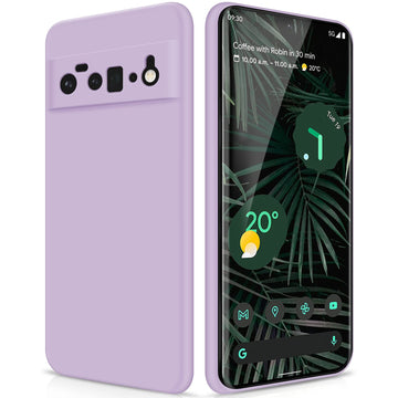 GiiYoon Silicone Case Compatible with Google Pixel 6 Pro, Full Body Silky Soft Touch Phone Case with Camera Protection, Shockproof Cover with Microfiber Lining, Purple