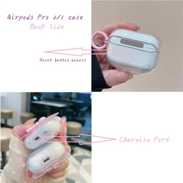 Cute AirPods Pro 2/1 Gen Clear Case, Girly 3D Bow Design Soft TPU Protective Shockproof Kawaii Apple iPod Pro 2nd/1st Generation Cover with Cleaner Pen & Keychain Girls Women 2023/2022/2019