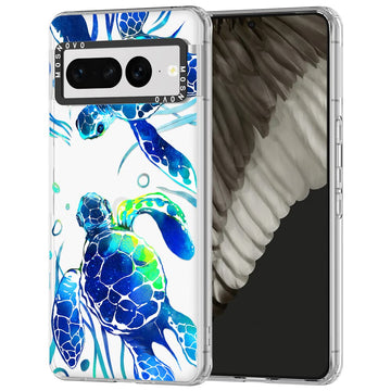 MOSNOVO Case for Google Pixel 7 Pro, [Buffertech 6.6ft Military-Grade Drop Protection] [Anti Peel Off Tech] Clear TPU Bumper Phone Case Cover Design - Sea Turtles