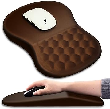 Brown Ergonomic Mouse Pad with Wrist Support (12x8 inch)