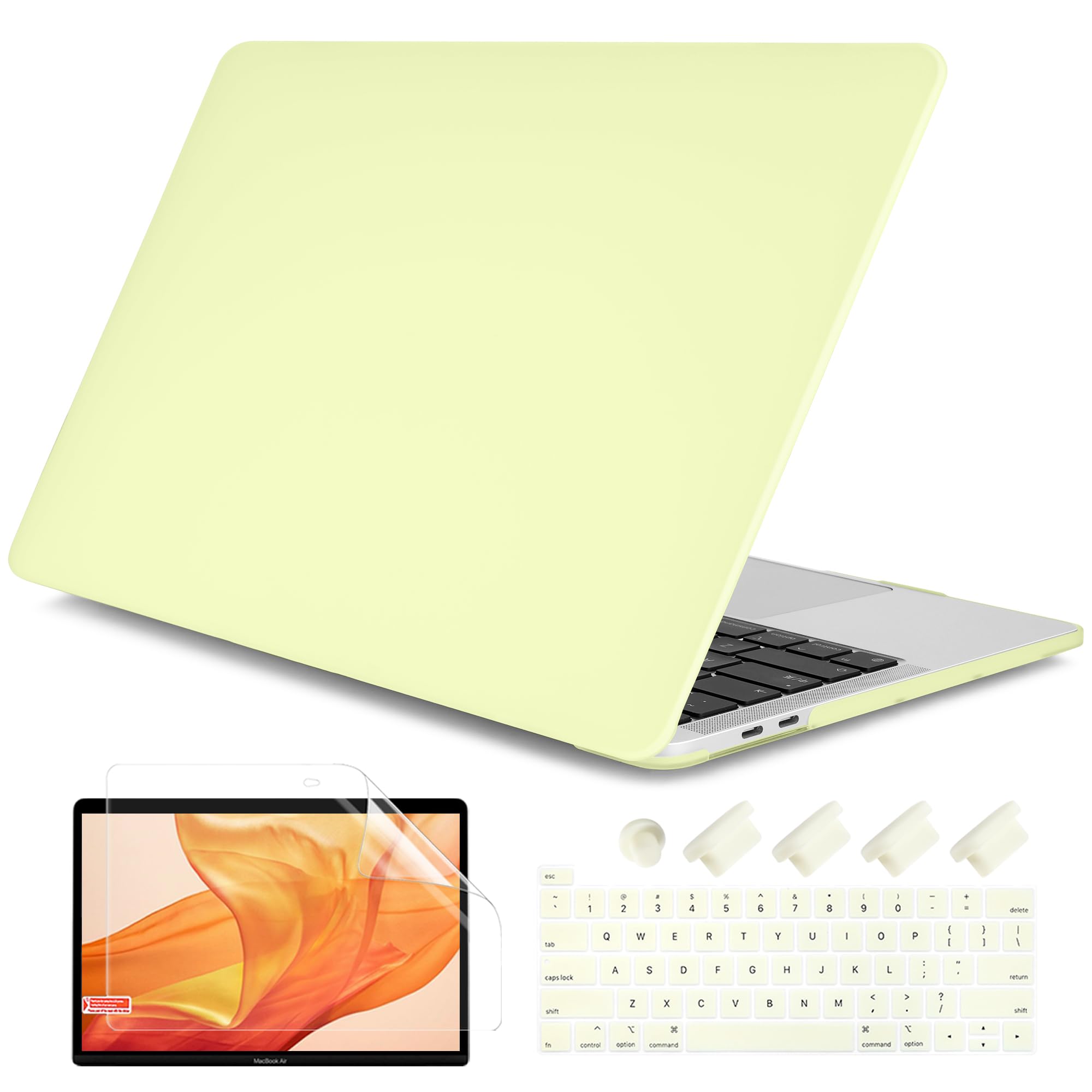 DONGKE for MacBook Pro 13 inch Case 2023 2022 2021 2020 Release Model: A2338 M2/M1 A2289 A2251 with Touch Bar & Touch ID, Cream Matte Plastic Hard Shell Case & Keyboard Cover, Mellow Yellow