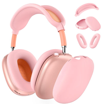 Silicone Case Cover for AirPods Max Headphones, Ear Pad Case Cover/Ear Cups Cover/Headband Cover for AirPods Max (USB-C/Lightning)(2024/2020),Accessories Silicone Protector for Apple AirPods Max, Pink