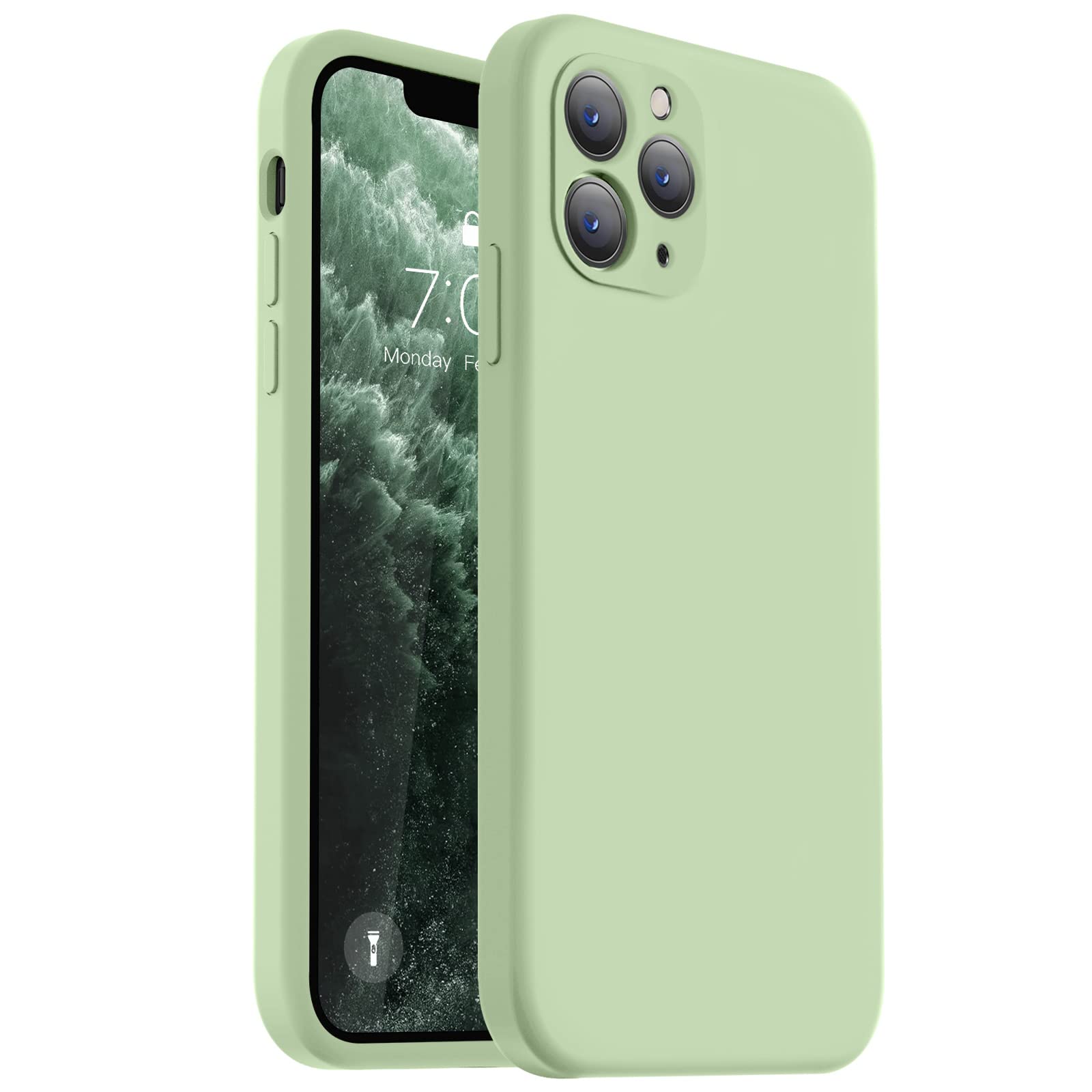 Vooii Compatible with iPhone 11 Pro Max Case, Upgraded Liquid Silicone with [Flat Edges] [Camera Protection] [Soft Anti-Scratch Microfiber Lining] Phone Case for iPhone 11 Pro Max - Matcha