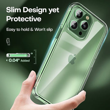 TAURI 3 in 1 for iPhone 13 Pro Max Case Clear, with 2X Screen Protector, [Not Yellowing][Military-Grade Drop Protection] Slim Shockproof Phone Case for iPhone 13 Pro Max 6.7 inch