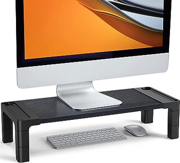 Black Vintage Adjustable Monitor Stand Riser