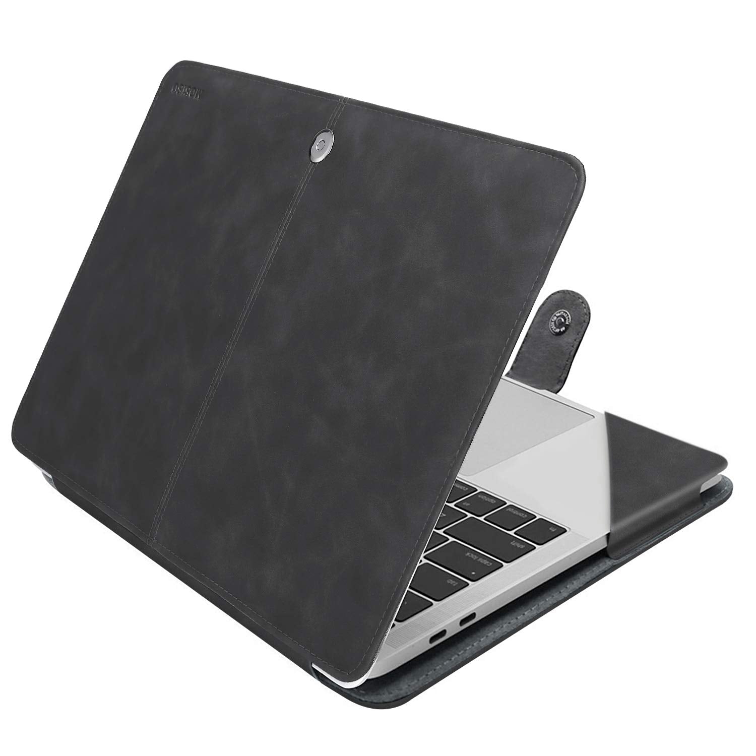 MOSISO Case Compatible with MacBook Air 13 inch M3 A3113 M2 A2681 M1 A2337 A2179 A1932/Pro 13 M2 M1 A2338 A2251 A2289 A2159 A1989 A1706 A1708, PU Leather Portfolio Protective Stand Cover, Space Gray