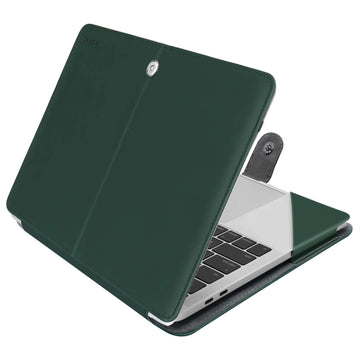 MOSISO Case Compatible with MacBook Air 13 inch M3 A3113 M2 A2681 M1 A2337 A2179 A1932/Pro 13 M2 M1 A2338 A2251 A2289 A2159 A1989 A1706 A1708, PU Leather Portfolio Protective Stand Cover, Deep Teal