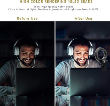 Clip-On Video Conference Lighting: Adjustable Brightness & Color Temperature