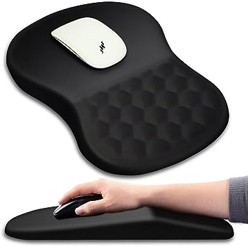 Ergonomic Massage Wrist Support Mouse Pad - Pain Relief & Comfort (12x8 inch, Black)