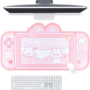 Bunny Desk Pad - Pink Rabbit Gaming Mat