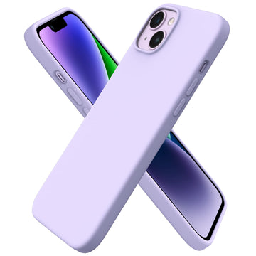 ORNARTO Compatible with iPhone 14 Plus Case 6.7, Slim Liquid Silicone 3 Layers Full Covered Soft Gel Rubber Phone Case Protective Cover 6.7 Inch-Pastel Lilac