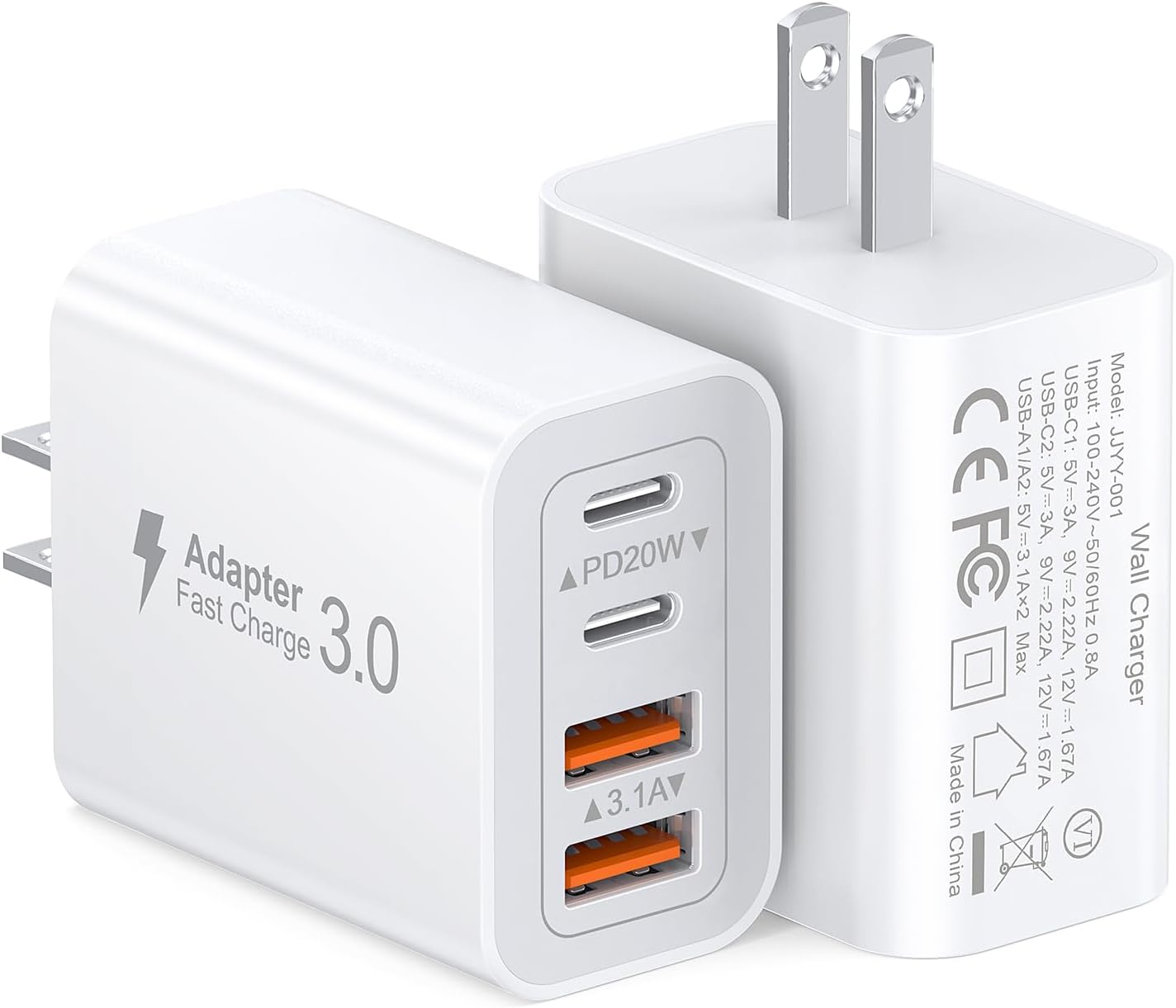 Dulums 40W White USB C Charger - 2-Pack Fast Charging Block