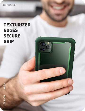 i-Blason Ares Case for iPhone 11 Pro Max 2019 Release, Dual Layer Rugged Clear Bumper Case with Built-in Screen Protector (Green)