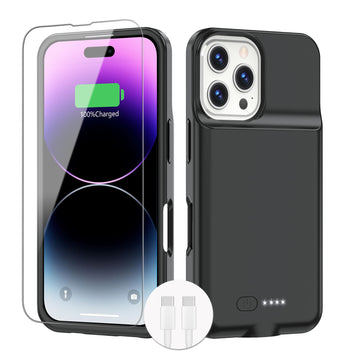 BOPPS for iPhone 16 Pro Max Battery Case, Ultra-Slim 15W Fast 8500mAh Portable Charger Case 360°Protection Rechargeable Extended Battery Charging Case for iPhone 16 Pro Max-6.9inch, Black