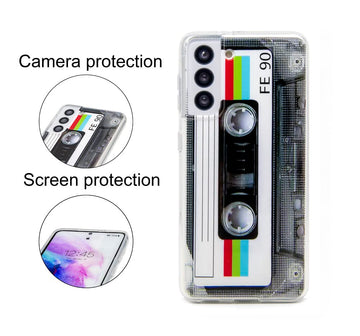 FAteam Case for Galaxy S21 5G, Shockproof Scratchproof with TPU Soft Bumper Retro Cassette Tape Case Compatible with Samsung Galaxy S21 5G (6.2 Inch)