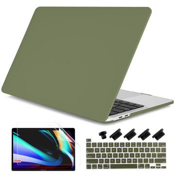 DONGKE for MacBook Pro 13 inch Case 2023 2022 2021 2020 Release Model: A2338 M2/M1 A2289 A2251 with Touch Bar & Touch ID, Frosted Matte Plastic Hard Shell Case & Keyboard Cover, Army Green