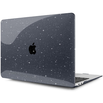 DONGKE for MacBook Air 13 inch Case 2021-2018 Release A2337 M1 A2179 A1932, Bling Plastic Hard Shell Case & Keyboard Cover Only Compatible with MacBook Air 13 inch Retina Fits Touch ID, Sparkly Black