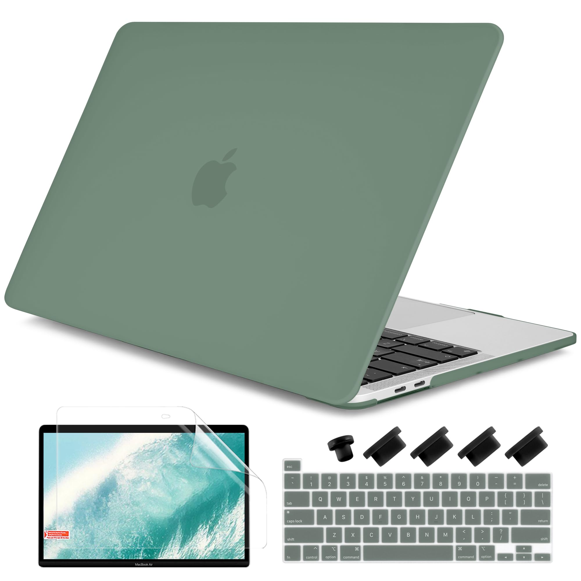 DONGKE for MacBook Pro 13 inch Case 2023 2022 2021 2020 Release Model: A2338 M2/M1 A2289 A2251 with Touch Bar & Touch ID, Frosted Matte Plastic Hard Shell Case & Keyboard Cover, Midnight Green