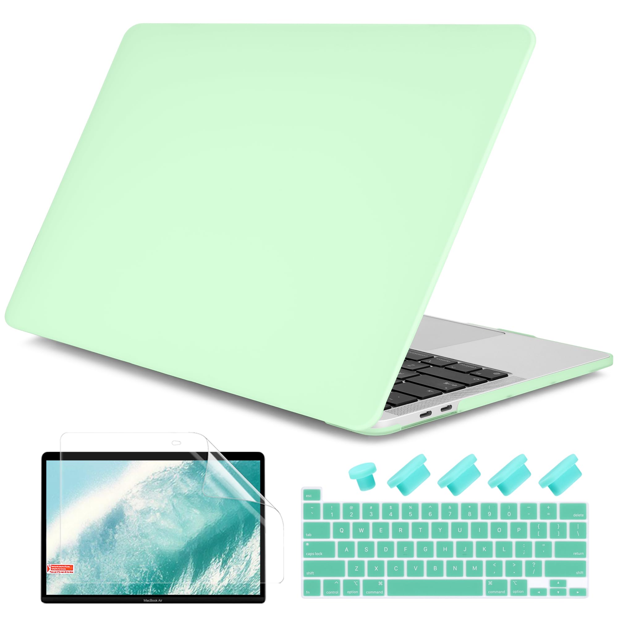 DONGKE for MacBook Pro 13 inch Case 2023 2022 2021 2020 Release Model: A2338 M2/M1 A2289 A2251 with Touch Bar & Touch ID, Frosted Matte Plastic Hard Shell Case & Keyboard Cover, Honeydew Green