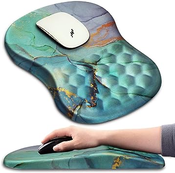 Blue Marble Ergonomic Mouse Pad with Wrist Support (12x8 inch)