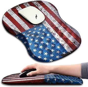 USA Flag Ergonomic Mouse Pad with Wrist Support (12x8 inch)