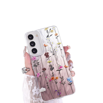 Case for Samsung Galaxy S24 Ultra 5G, Cute Floral Color Design Pattern for Women Girls Protective Shockproof Slim Feather Yarn Style Phone Cover for Samsung S24 Ultra (Sunny Flowers/Pink)