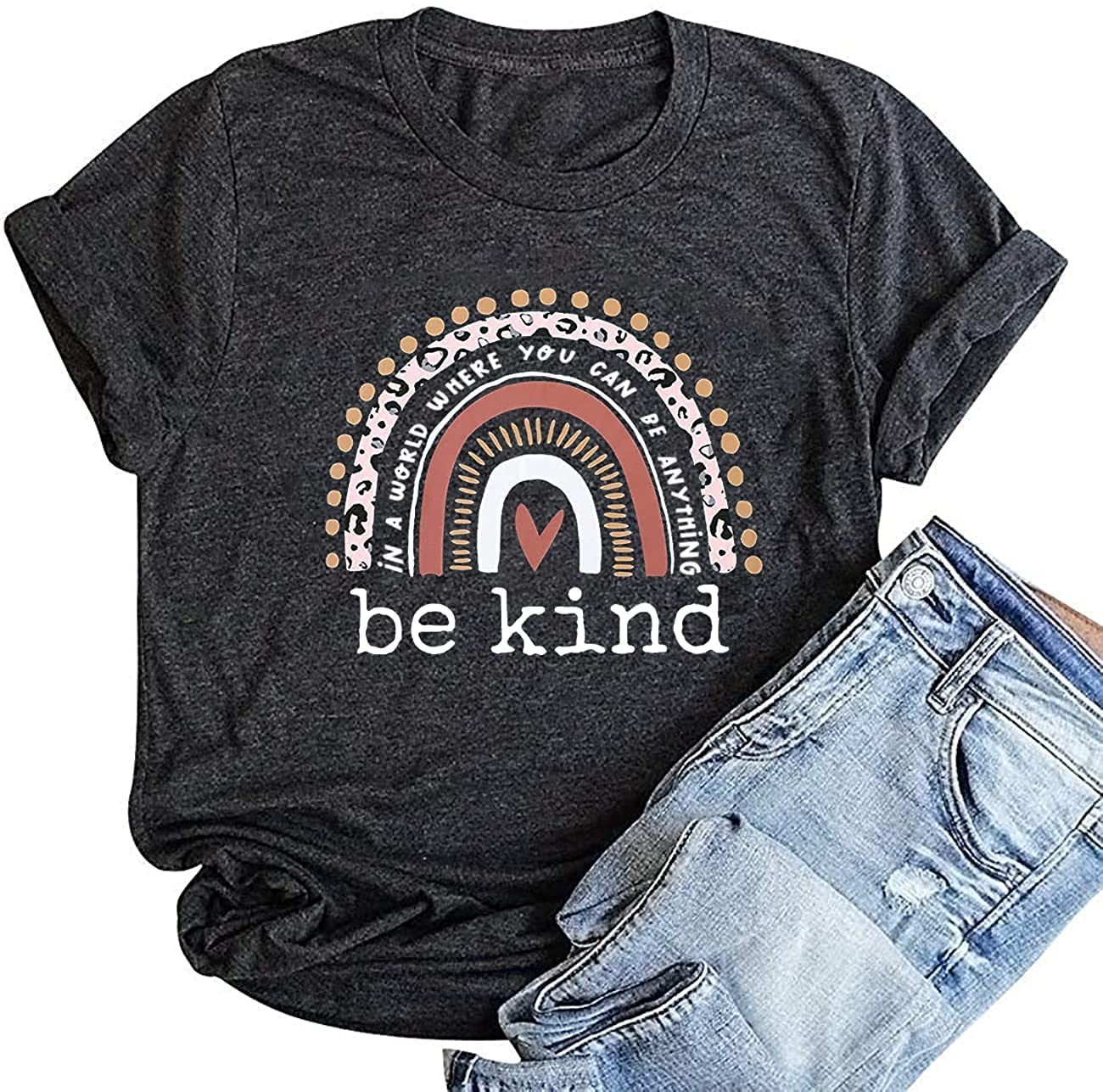 Be Kind T Shirts Women Graphic Short Sleeve Summer Tops Loose Casual Teacher Tees