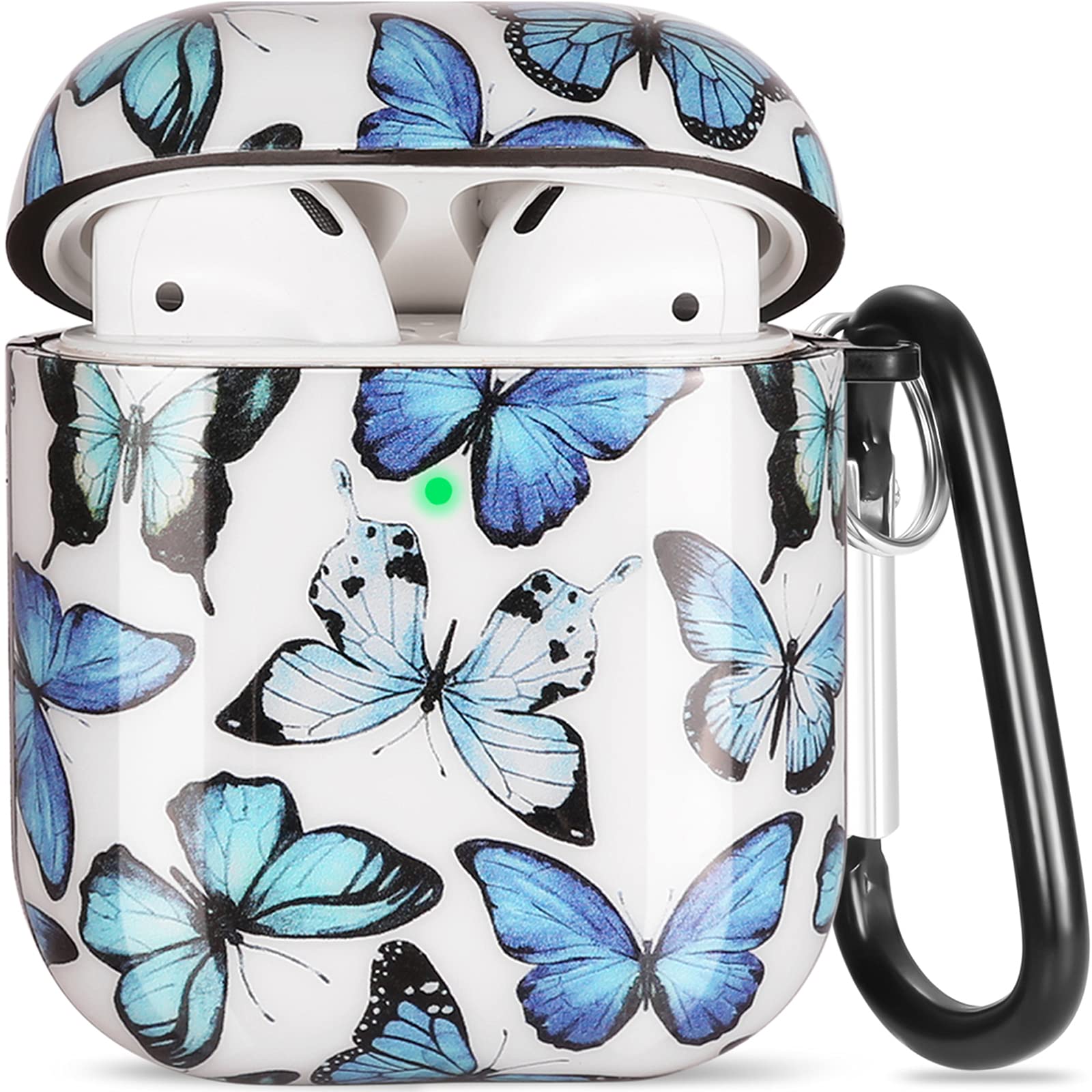 OTOPO for Airpods Case Butterfly,Cute Protective Hard Case Cover Portable & Shockproof Women Girls Men with Keychain for Airpods 2nd/1st Generation Case (Butterfly)