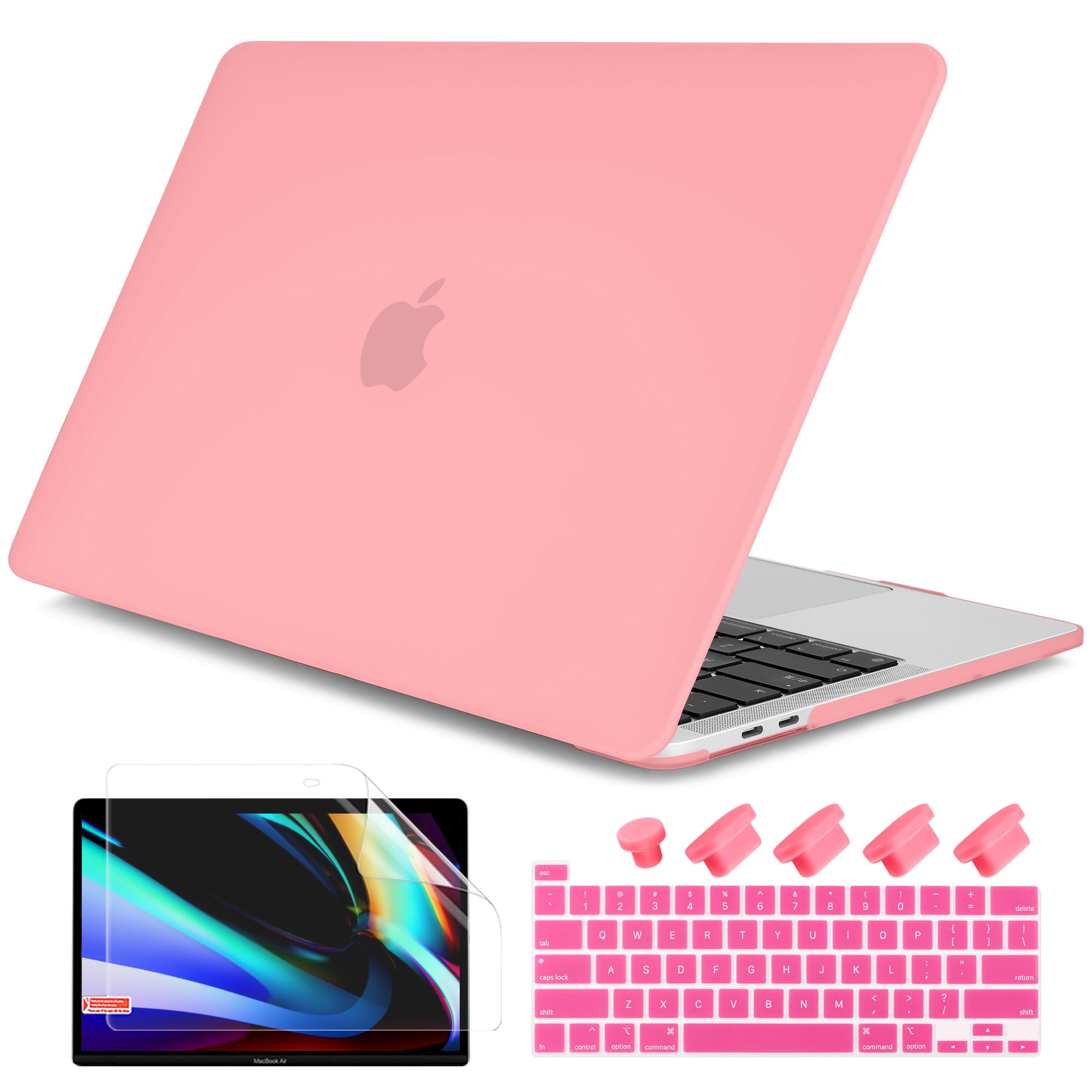 DONGKE for MacBook Pro 13 inch Case 2023 2022 2021 2020 Release Model: A2338 M2/M1 A2289 A2251 with Touch Bar & Touch ID, Frosted Matte Plastic Hard Shell Case & Keyboard Cover, Pink