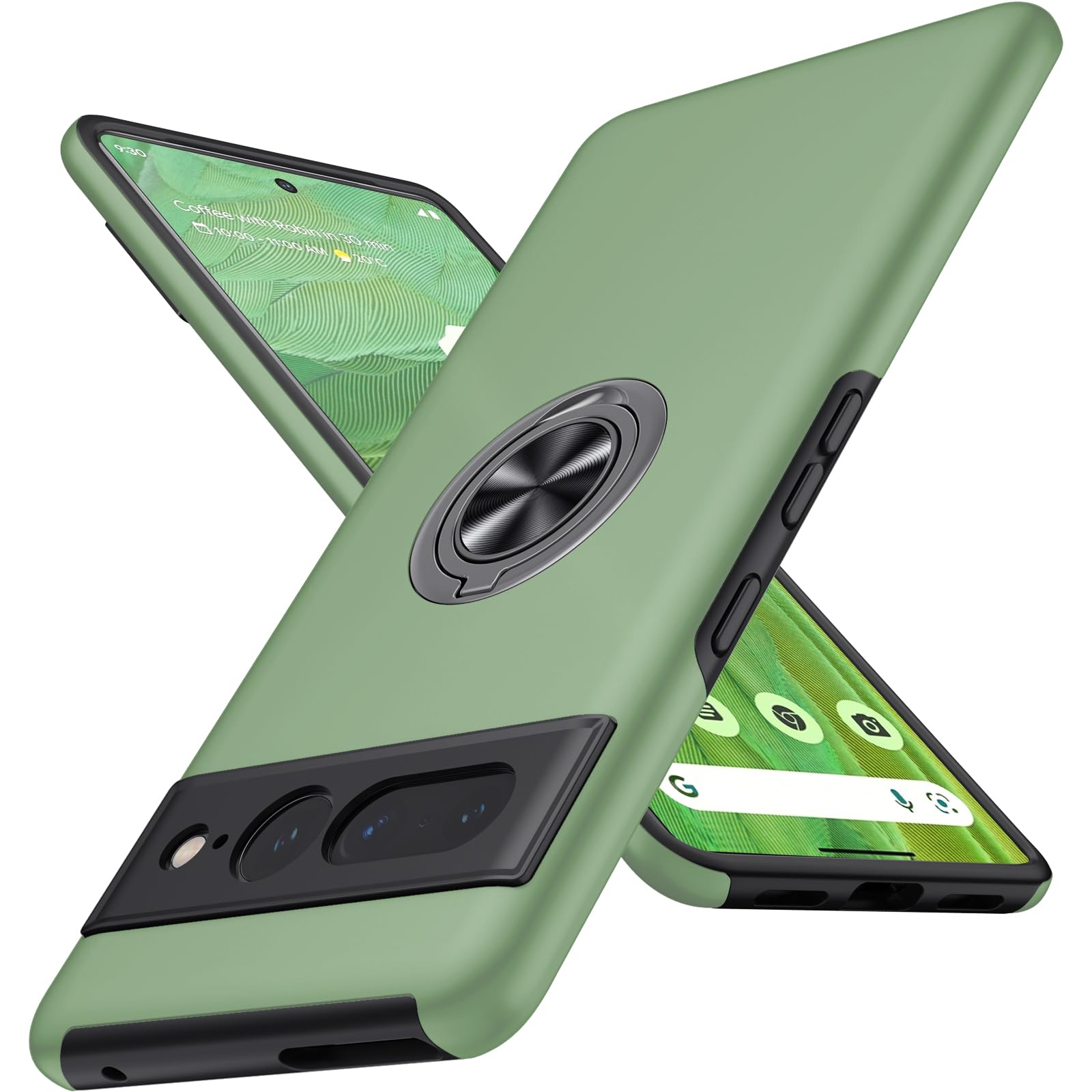 JAME for Google Pixel 7 Pro Case, Slim Fit Case for Pixel 7 Pro with Ring Holder Kickstand,[Military Grade Drop Tested] Dual Layer Shockproof Protective Phone Case for Pixel 7 Pro 6.7", Alpine Green