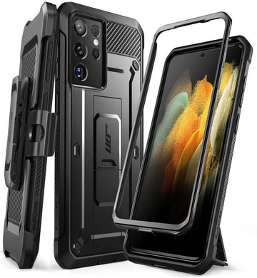 SUPCASE for Samsung Galaxy S21 Ultra Case with Stand (Unicorn Beetle Pro), [Built-in Front Frame & Belt-Clip] [Military-Grade Protection] Full-Body Rugged Phone Case for Galaxy S21 Ultra, Black