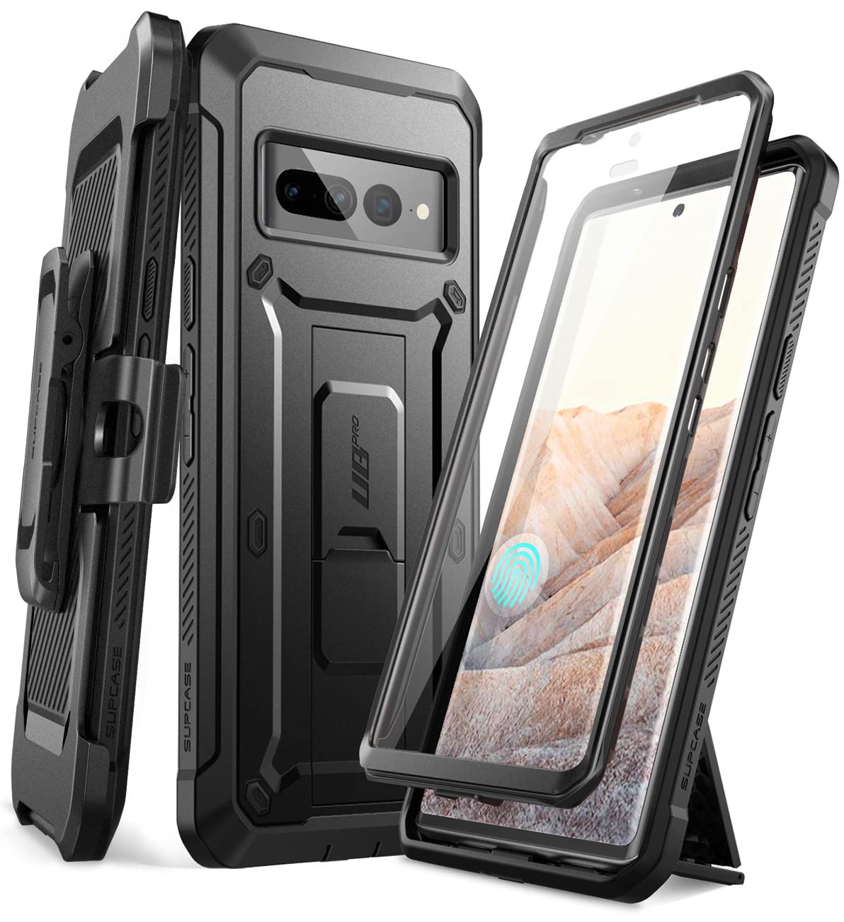 SUPCASE Unicorn Beetle Pro Series Case for Google Pixel 7 Pro (2022 Release), Full-Body Rugged Belt-Clip & Kickstand Case with Built-in Screen Protector (Black)