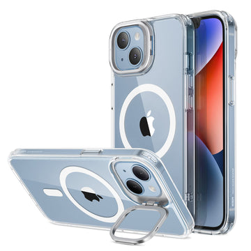 ESR for iPhone 14 Plus Case, Compatible with MagSafe, Built-in Camera Ring Stand, Military-Grade Protection, Magnetic Phone Case for iPhone 14 Plus, Classic Kickstand Case (HaloLock), Clear