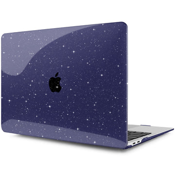 DONGKE for MacBook Air 13 inch Case 2021-2018 Release A2337 M1 A2179 A1932, Bling Plastic Hard Shell Case & Keyboard Cover Only Compatible with MacBook Air 13 inch Retina Fits Touch ID, Starry Blue