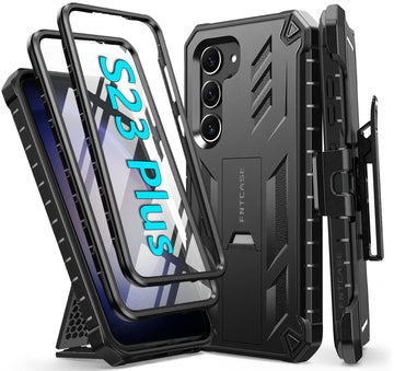 FNTCASE for Samsung Galaxy S23-Plus Case: Heavy Duty Rugged Shockproof Protective Cover with Belt-Clip Holster & Kickstand | Military Grade Protection Phone Case for Galaxy S23 Plus