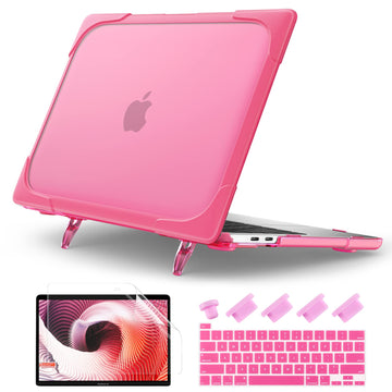 Batianda for New MacBook Pro 13 Case 2022 2020 Release (A2338 M1 M2/A2289/A2251), Heavy Duty Hard Shell with TPU Bumper Cover Kickstand Shockproof Function for MacBook Pro 13-inch Touch Bar, Rose