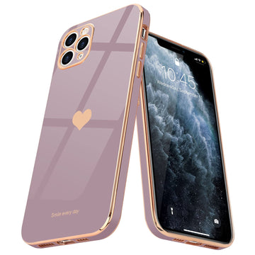 Teageo for iPhone 11 Pro Max Case for Girl Women Cute Love-Heart Luxury Bling Soft Back Cover Raised Full Camera Protection Bumper Silicone Shockproof Phone Case for iPhone 11 Pro Max, Lavender