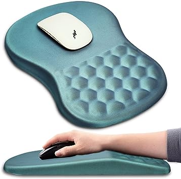 Ergonomic Light Blue Mouse Pad with Wrist Support and Massage Design - Pain Relief & Comfort (12x8 inch)