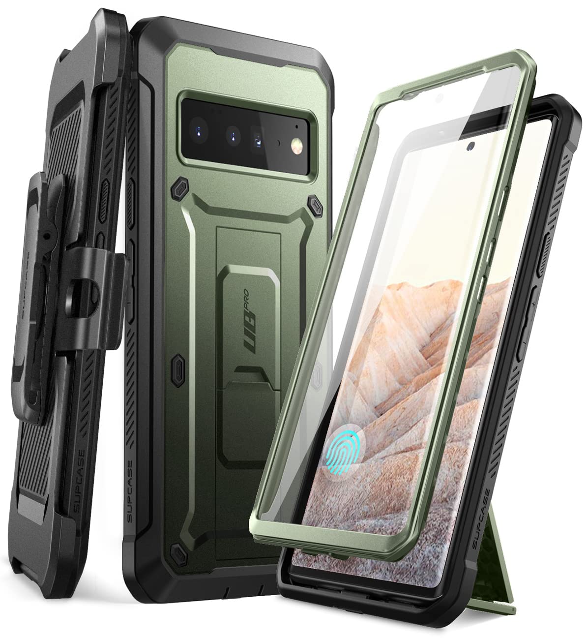 SUPCASE Unicorn Beetle Pro Series Case for Google Pixel 6 Pro (2021 Release), Rugged Full-Body Case with Built-in Screen Protector (Guldan) Green