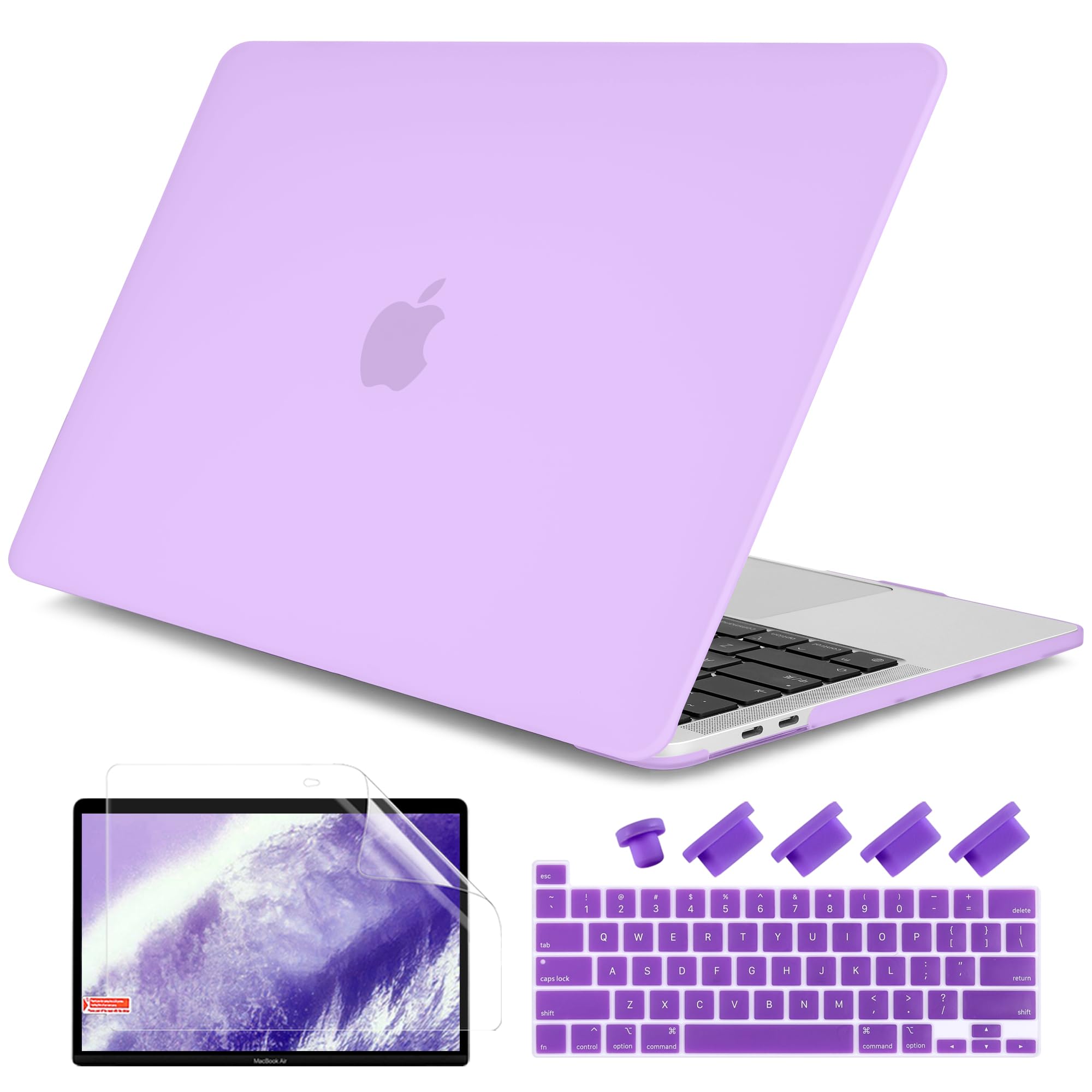 DONGKE for MacBook Pro 13 inch Case 2023 2022 2021 2020 Release Model: A2338 M2/M1 A2289 A2251 with Touch Bar & Touch ID, Frosted Matte Plastic Hard Shell Case & Keyboard Cover, Purple